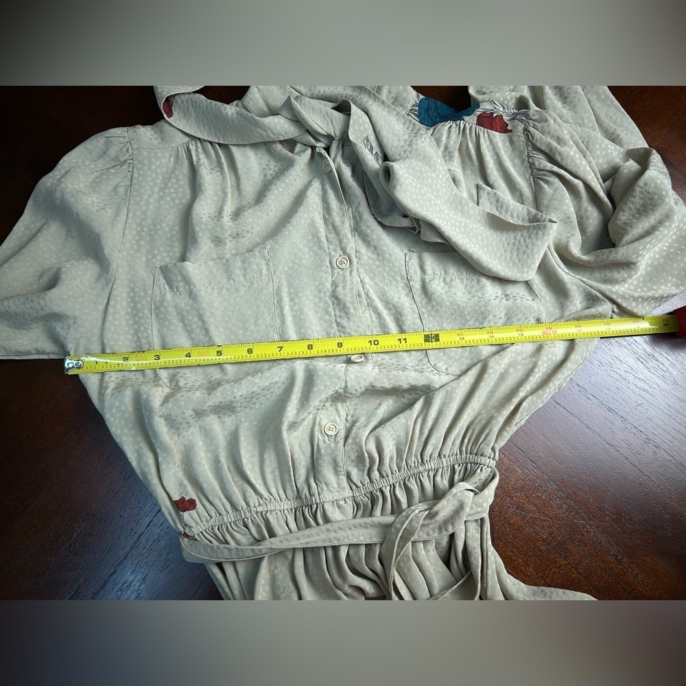 Chic Cream Long Sleeve Women's Dress 100% silk - Picture 6 of 7